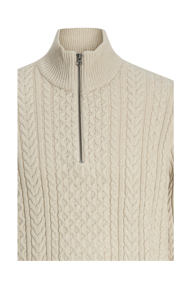 JPRBLUSEAN KNIT CABLE HALF ZIP SN 12283487 SILVER LINING/MELANGE
